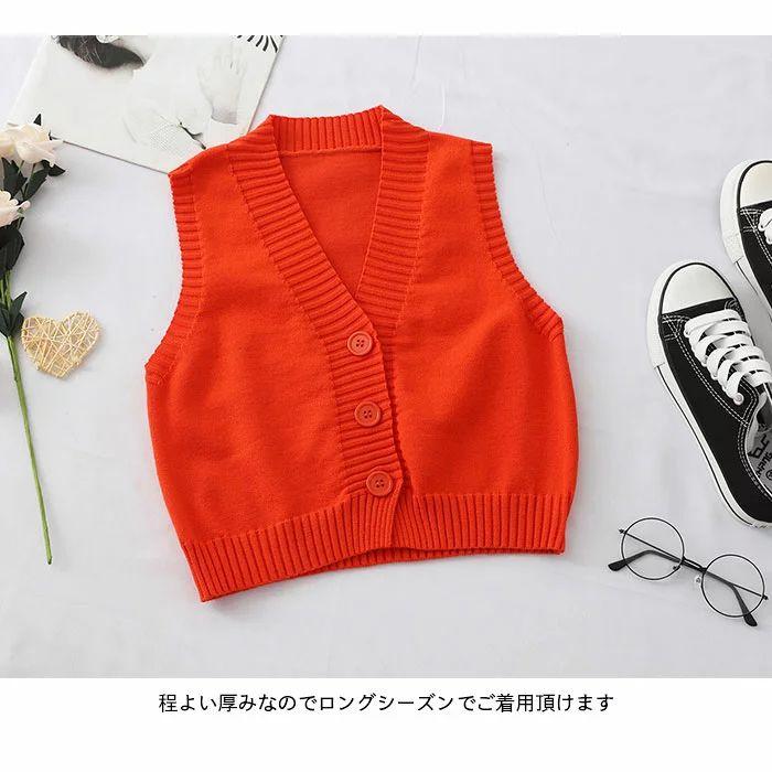 低価格化-ニットベスト リブベスト レディース 秋冬 レイヤード 前開き 薄手 おしゃれ ゆったり シンプル 重ね着 Vネック 通勤 通学 カジュアル 可愛い キレイめ オ•フィス オレンジ F ニットベスト ニットチョッキ レディース かわいい 花柄 前開き ボタン ドロップショルダー セーター 重ね着 ゆったり 無袖 春 秋