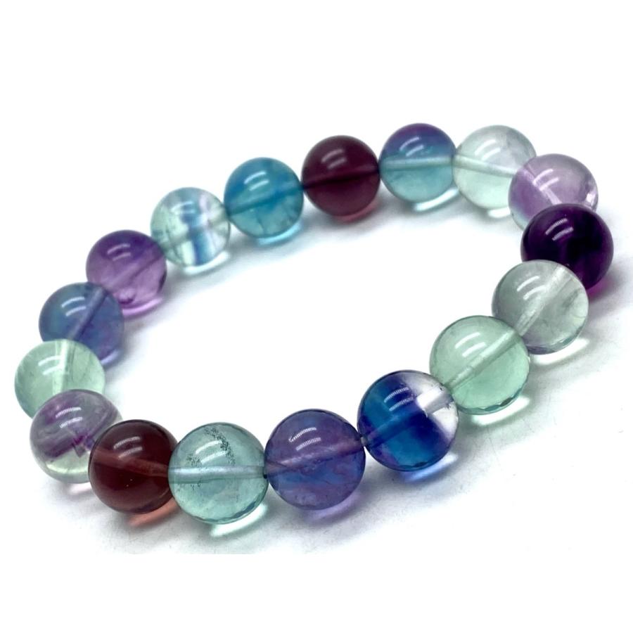 全粒虹入りフローライト12mm天然石ブレスレット
