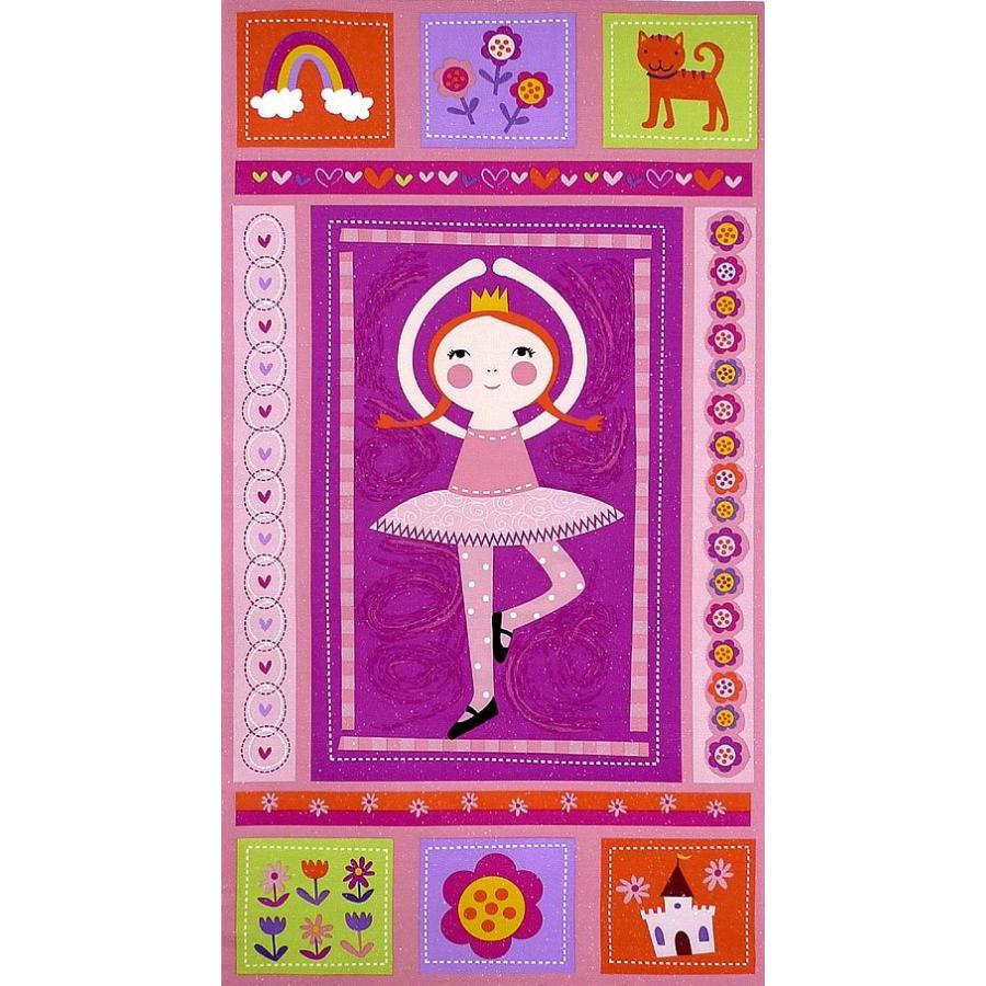 バレリーナとかわいい女の子パネル生地　ハンドメイド SPX-1964 バレリーナ パネル/マルチ 59.5*110 未完成品 コットン