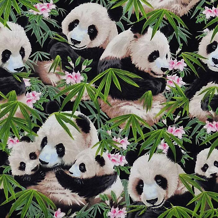 ES-2694 笹とパンダ コットンプリント生地 : FairyCottonY!Store