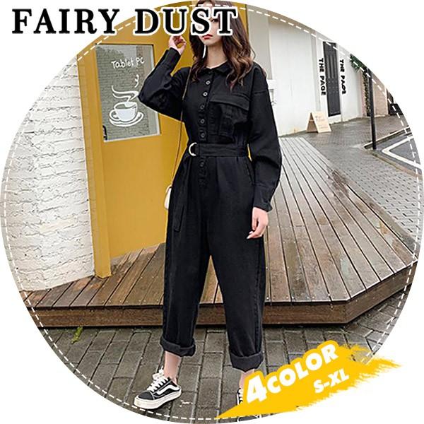 希少 黒入荷 つなぎ おしゃれ ツナギ デニムパンツ ベルト付き レディース 4色 カバーオール オールインワン 大きいサイズ サロペット着痩せ カジュアル 長袖 Www Hirshmark Com