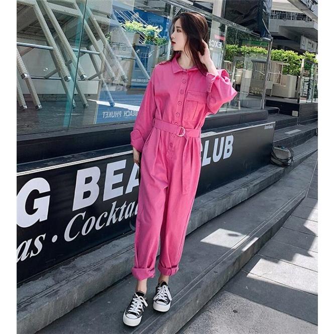 つなぎ おしゃれ ツナギ デニムパンツ ベルト付き レディース 4色 カバーオール オールインワン 大きいサイズ サロペット着痩せ カジュアル 長袖 19mar05vnzltk05 Fairy Dust 通販 Yahoo ショッピング