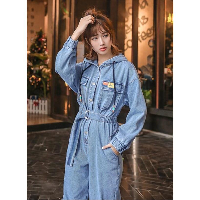 つなぎ おしゃれ デニムパンツ ベルト付き レディース 女用 カバーオール フード付き オールインワン サロペット着痩せ カジュアル 長袖 19mar05vnzltk09 Fairy Dust 通販 Yahoo ショッピング