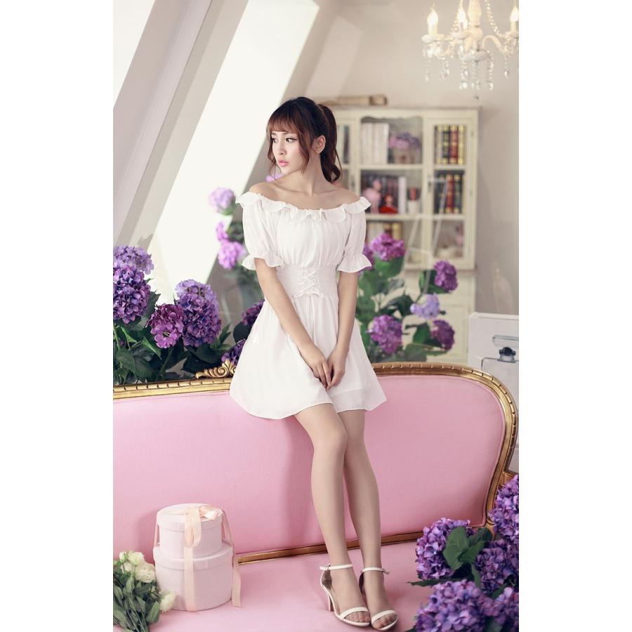 レディース かわいい シャーリング シルエット おしゃれ ウエストマーク ハイウエスト デコルテライン 無地 オフショルワンピ Y Fairyhouse 通販 Yahoo ショッピング