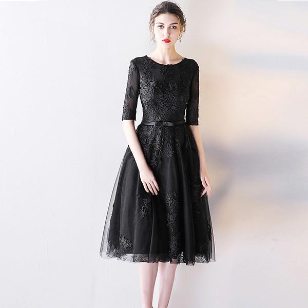 パーティードレス 結婚式 ドレス 袖あり 二次会 ドレス ウェディングドレス ミモレ丈 二次会ドレス 花嫁