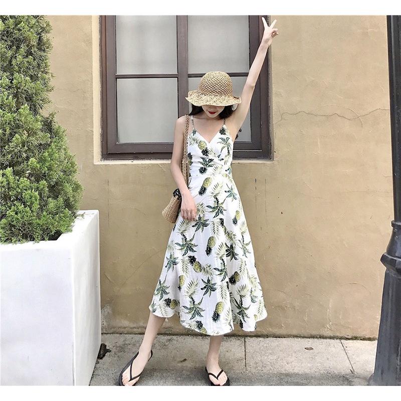 春着 ワンピース キャミワンピ 韓国 夏 親友服 リゾートワンピ 海 パイナップル柄 ボヘミア風 可愛い ビーチ Y Fairyhouse 通販 Yahoo ショッピング