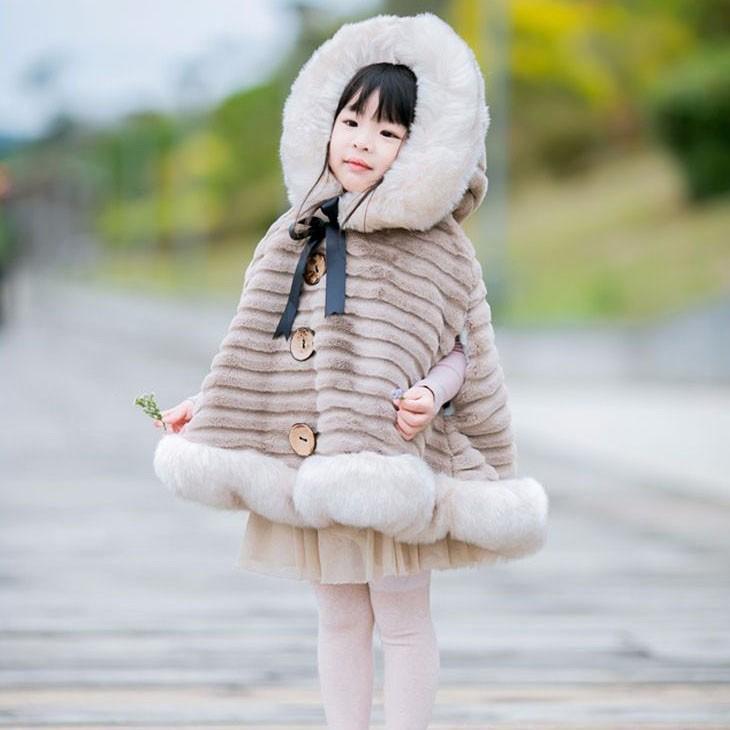 子供服 女の子 上等 ベビーマント コート フード付き 韓国 秋冬 キッズマント 防寒 子供マント 裏起毛
