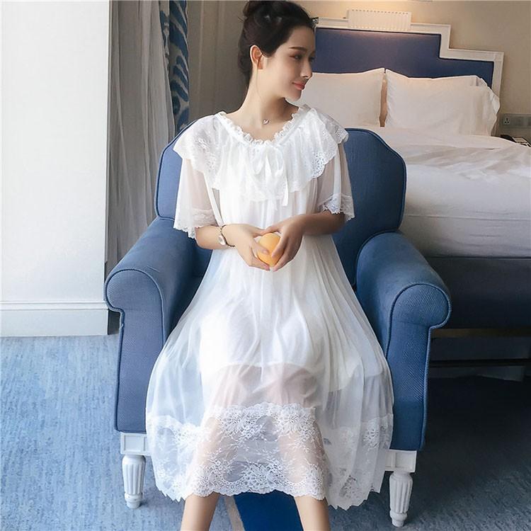 レディース 白い レース 姫系 ワンピース ネグリジェ 寝巻き 半袖 スウィート ロリータ ナイトウエア ルームワンピース パジャマ 部屋着 ナイティー Y1126 Fairyhouse 通販 Yahoo ショッピング