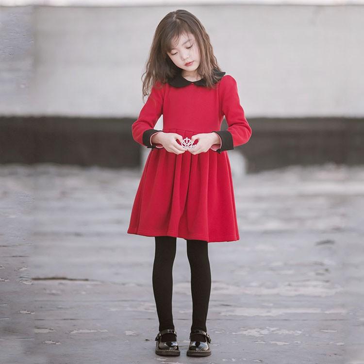 秋冬 女の子 赤い 長袖 ワンピース 裹起毛 ジュニア服 子供服 キッズ用 子ども服 可愛い 厚手 暖かい レッド ワンピース可愛い 人気 保温 Y2911 Fairyhouse 通販 Yahoo ショッピング