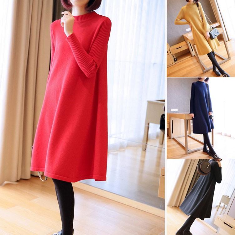 レディース ニットワンピース 上品 ひざ丈ワンピース ニット 4色 選択 膝丈 ワンピース 着痩せ 秋冬 コーデ ゆったり 通勤 30代40代 Y Fairyhouse 通販 Yahoo ショッピング