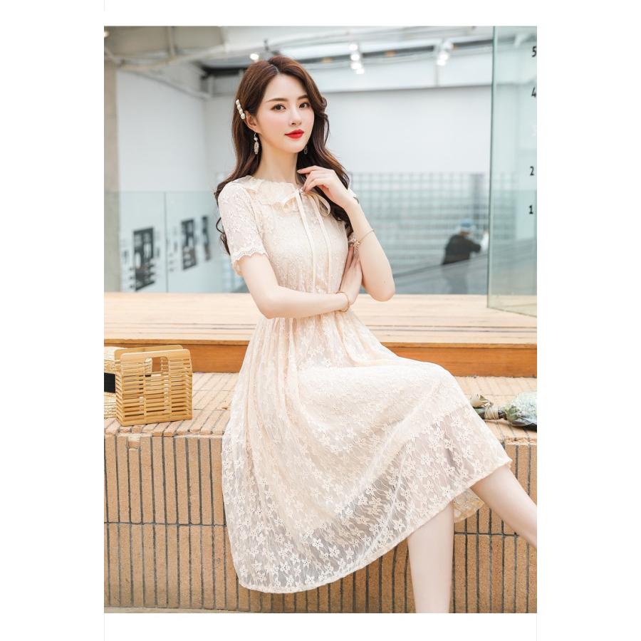 ワンピース レディース 40代 膝丈ワンピース キレイめ 春夏 半袖ワンピース レース 白 ワンピース 結婚式ドレス オシャレ 着痩せ 新作 3色 Y Fairyhouse 通販 Yahoo ショッピング