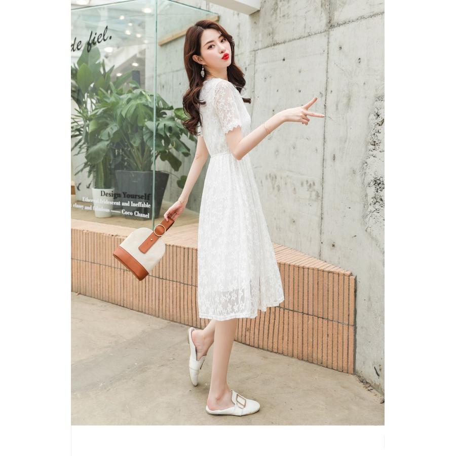 ワンピース レディース 40代 膝丈ワンピース キレイめ 春夏 半袖ワンピース レース 白 ワンピース 結婚式ドレス オシャレ 着痩せ 新作 3色 Y Fairyhouse 通販 Yahoo ショッピング