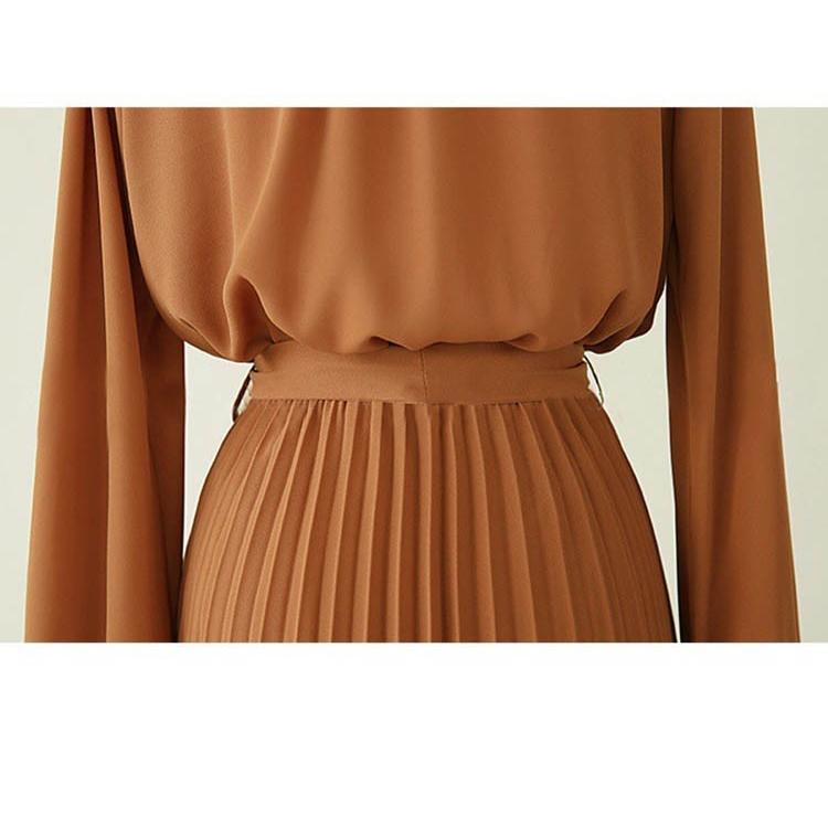 ワンピース レデイース ロング丈 長袖 プリーツ フレア シフォンワンピース Aライン ベルト付き 春夏 おしゃれ きれいめ 通勤 二次会 大人 代 30代 40代 Y Fairyhouse 通販 Yahoo ショッピング