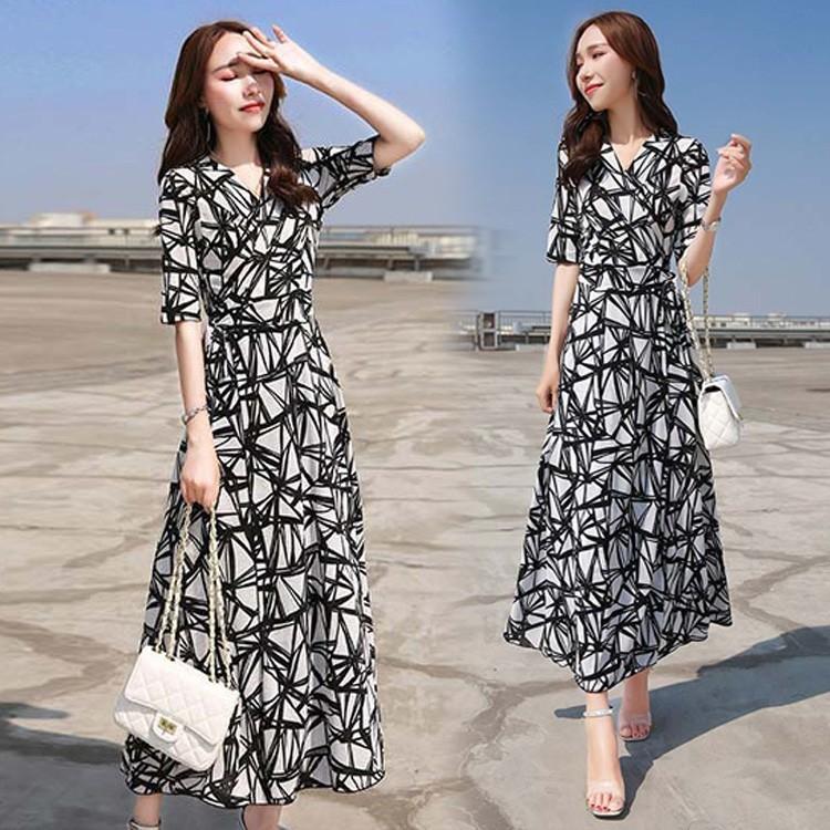 ワンピース レディース 40代 春夏 マキシ丈ワンピース きれいめ 半袖 ロング丈 Aライン Vネック 大きいサイズ 着痩せ 通勤 大人 新作 ブラック Y Fairyhouse 通販 Yahoo ショッピング
