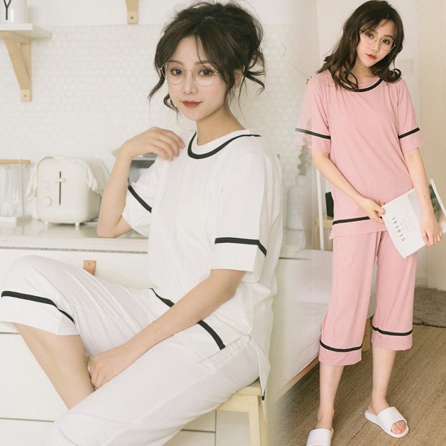 パジャマ ルームウェア レディース 春夏 半袖 パジャマ可愛い 薄手 綿パジャマ 上下セット ルームウェア シンプル 女性 部屋着 寝巻き 新作 3色 Y Fairyhouse 通販 Yahoo ショッピング