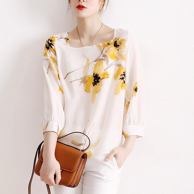 ブラウス レディース シフォンシャツ ブラウス 春夏 七分袖ブラウス 花柄 オフィス 韓国風 ブラウス トップス 通勤 Ol 着痩せ オシャレ 大人 上品 Y Fairyhouse 通販 Yahoo ショッピング