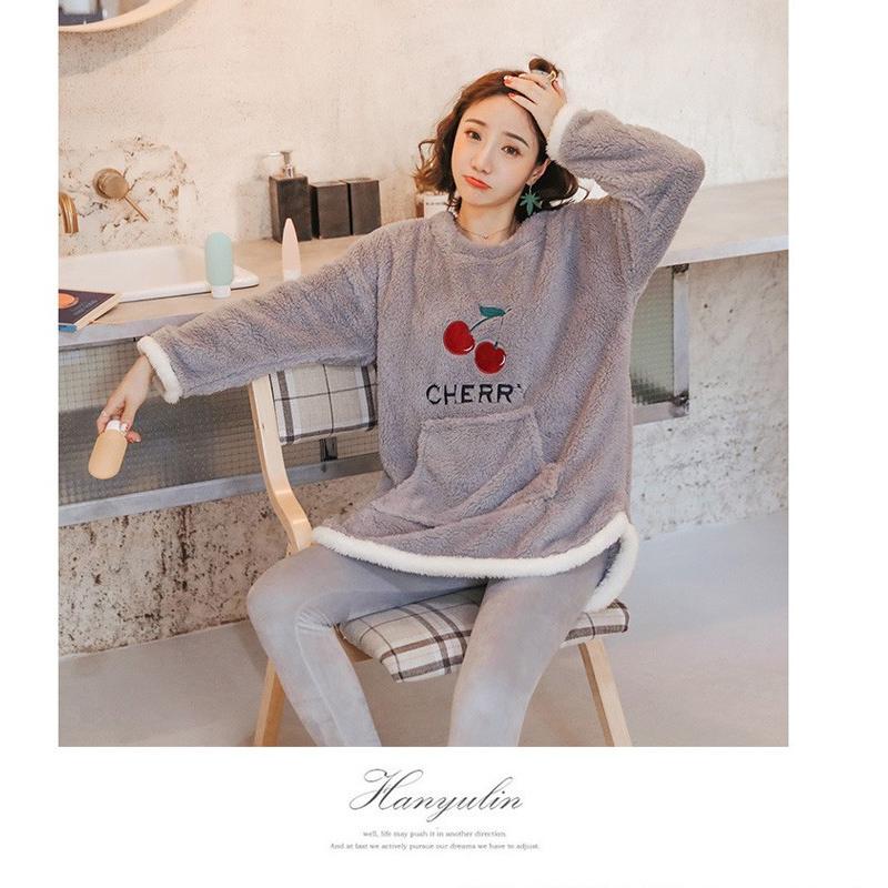 パジャマ ルームウエア レディース 長袖パジャマ 秋冬 フランネル スウェット上下セット 厚手 チェリー柄 パジャマ 可愛い 韓国風 寝巻き 部屋着 ゆったり Y Fairyhouse 通販 Yahoo ショッピング