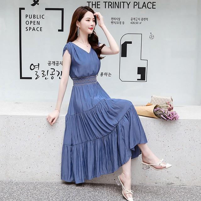 ワンピース レディース 40代 キレイめ マキシ丈ワンピース 春夏 半袖ワンピース シフォン Vネック 結婚式ドレス オシャレ 上品 着痩せ ボヘミア風 2色 Y Fairyhouse 通販 Yahoo ショッピング