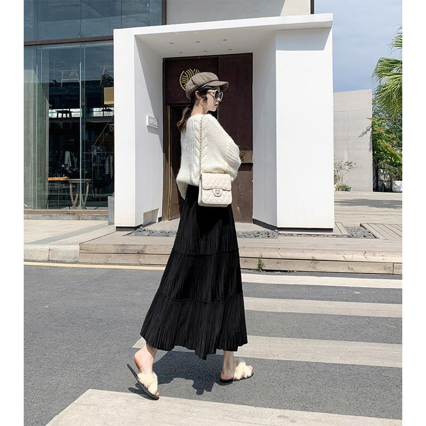 スカート ロング 秋冬 フレアカートプリーツスカート ベルベット 黒スカート コーデ 40代 30代 スカートaライン ボトムス 着痩せ オシャレ3色 Y Fairyhouse 通販 Yahoo ショッピング