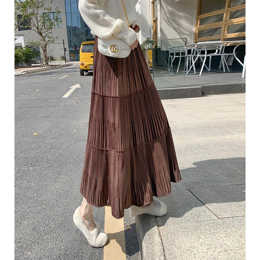 スカート ロング 秋冬 フレアカートプリーツスカート ベルベット 黒スカート コーデ 40代 30代 スカートaライン ボトムス 着痩せ オシャレ3色 Y Fairyhouse 通販 Yahoo ショッピング