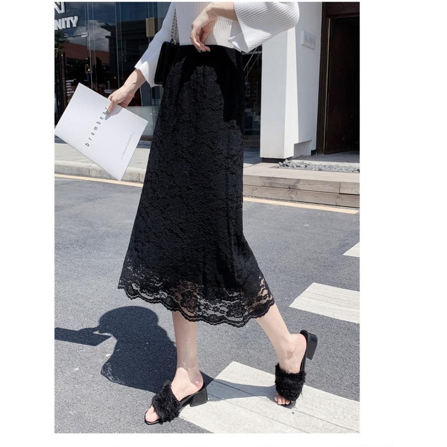 ニットスカート ロング 秋冬 レーススカート両面着れる 無地 Aライン スカート コーデ レディース 40代 白レースニットスカート ボトムス 着痩せオシャレ2色 Y Fairyhouse 通販 Yahoo ショッピング