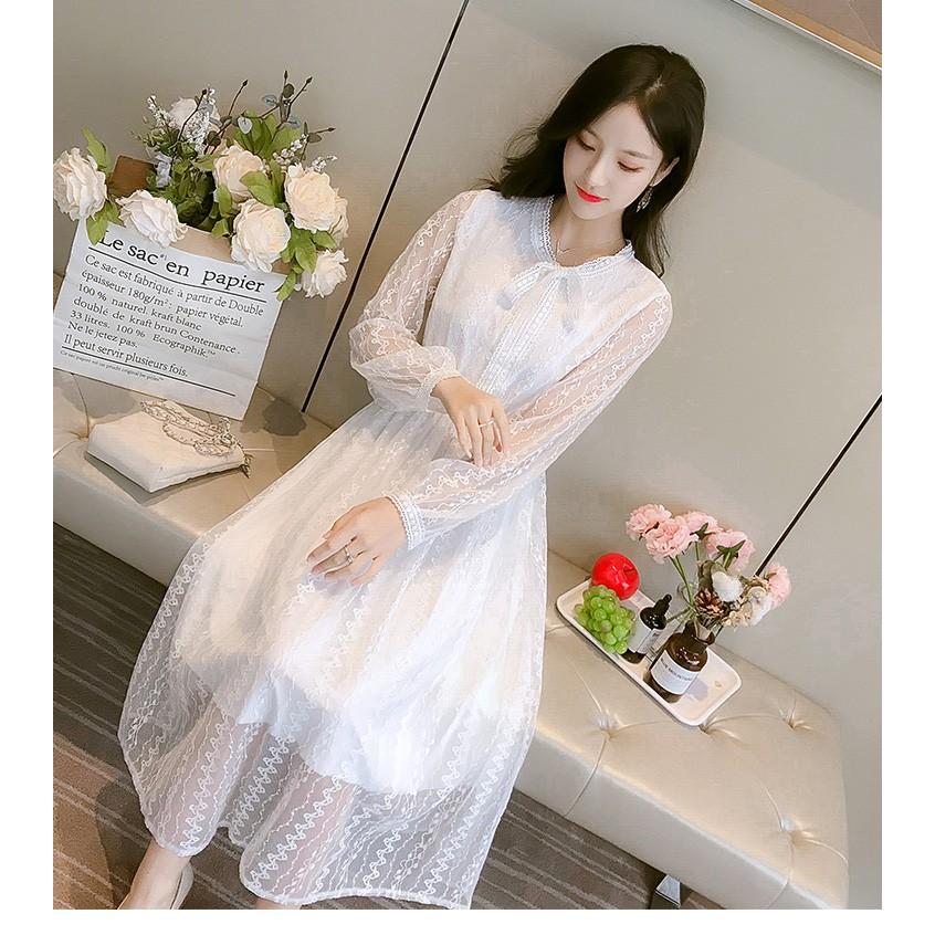 ワンピースドレス レディース 春秋 マキシ丈ワンピース チュールスカート レース 長袖リボン マキシ丈ワンピ きれいめ 結婚式 ドレス 白 着痩せ オシャレ 上品 Y Fairyhouse 通販 Yahoo ショッピング
