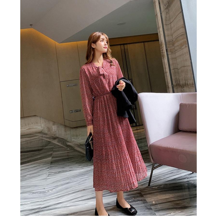 ワンピース レディース 40代 ワンピース 秋 きれいめ マキシワンピース 長袖 シフォンワンピ花柄 プリーツスカート 上品 着痩せ 通勤 結婚式 お出かけ 大人 Y Fairyhouse 通販 Yahoo ショッピング