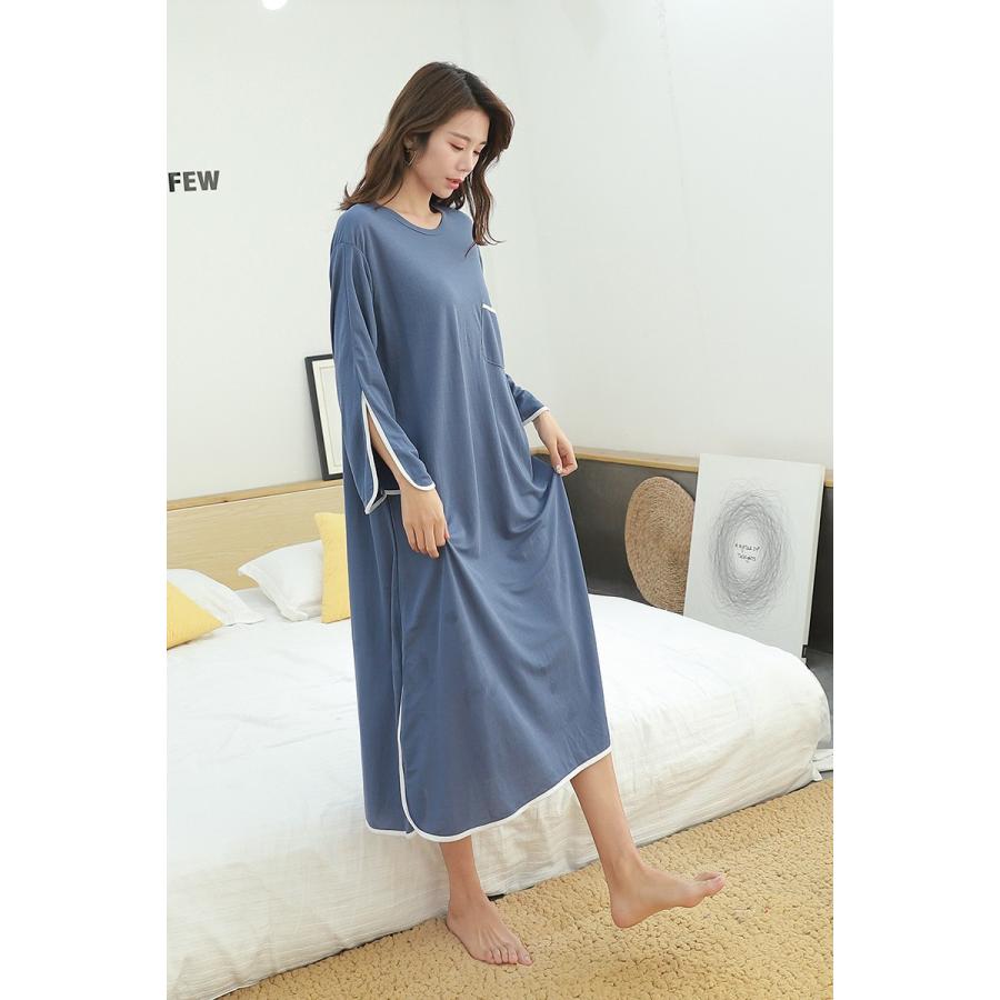 ネグリジェ パジャマ レディース 春秋 長袖ワンピース パジャマ 無地 ゆったり ネグリジェ スリット ロング丈ワンピ パジャマ 部屋着 大人可愛い オシャレ Y Fairyhouse 通販 Yahoo ショッピング