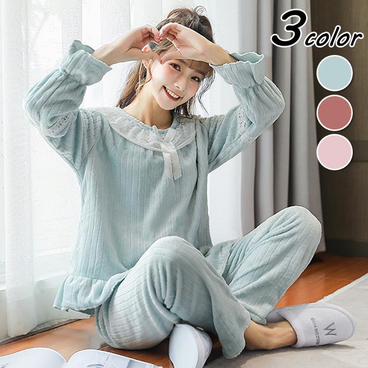 パジャマ ルームウェア レディース 秋冬 モコモコ 長袖パジャマ フランネル レースルームウェア 暖かい 上下セット 可愛い 厚手パジャマ 女性 部屋着 寝巻き Y Fairyhouse 通販 Yahoo ショッピング