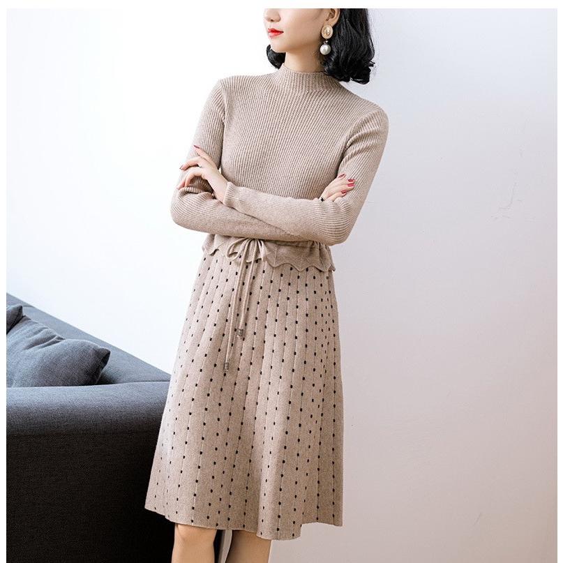 超目玉 Lb5ニットワンピース レディース 40代 秋冬 伸縮性 きれいめ 膝丈ワ 21年春夏再販