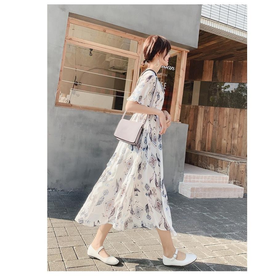 ワンピース レディース 40代 マキシワンピースシフォン 春夏きれいめ 半袖 Vネックワンピース ボヘミア風 スカート オシャレ 結婚式 お出かけ 30 代 50代 Y2102 Fairyhouse 通販 Yahoo ショッピング