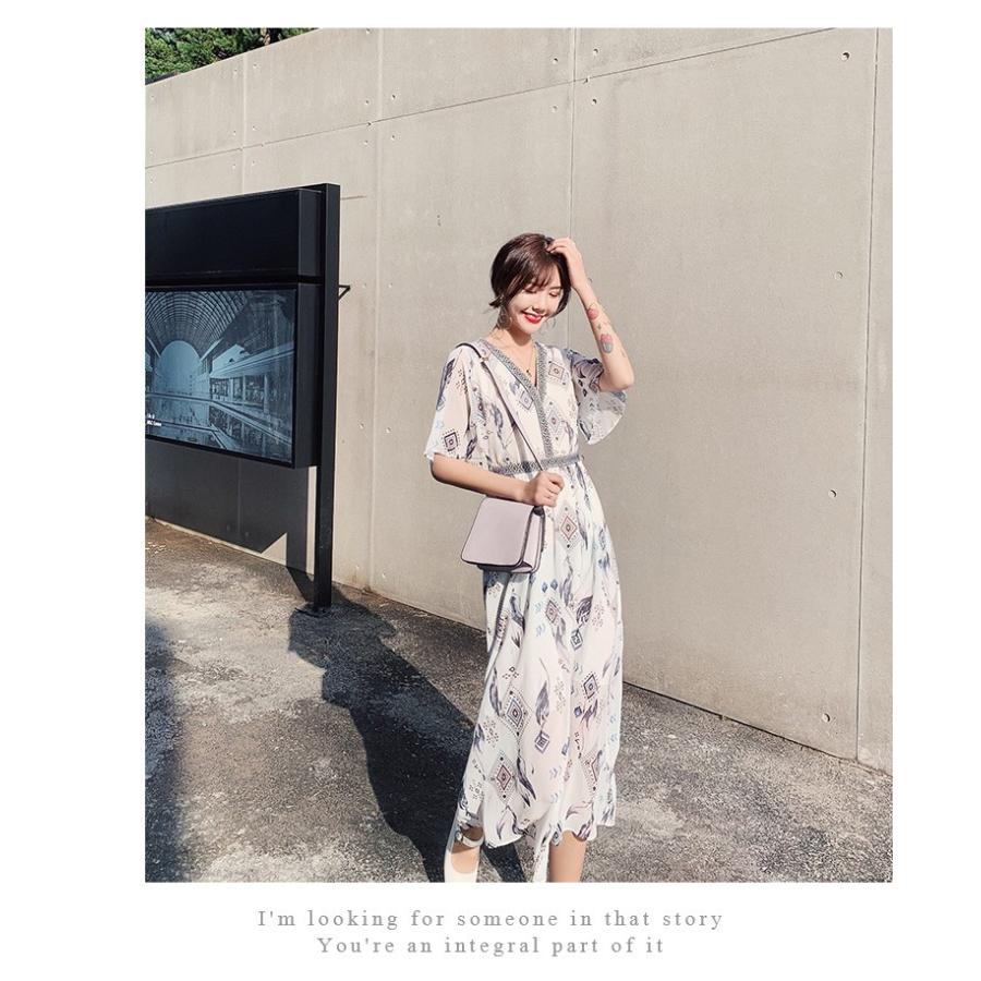 ワンピース レディース 40代 マキシワンピースシフォン 春夏きれいめ 半袖 Vネックワンピース ボヘミア風 スカート オシャレ 結婚式 お出かけ 30 代 50代 Y2102 Fairyhouse 通販 Yahoo ショッピング