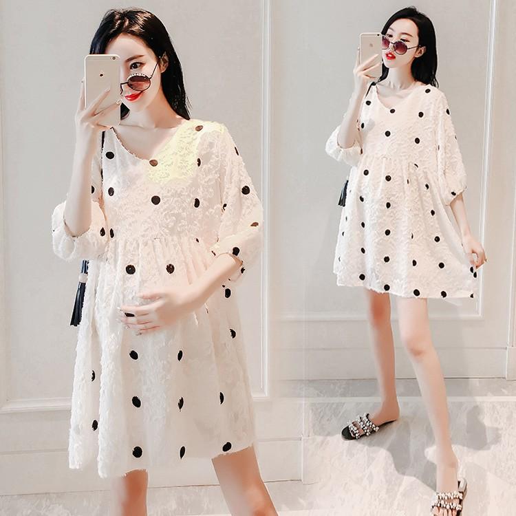 マタニティー ワンピース レディース 春夏 五分袖 きれいめ 膝丈ワンピース レースドット柄 Vネック ロング丈 マタニティー ワンピ 妊婦服 上品 結婚式ドレス Y2109 Fairyhouse 通販 Yahoo ショッピング