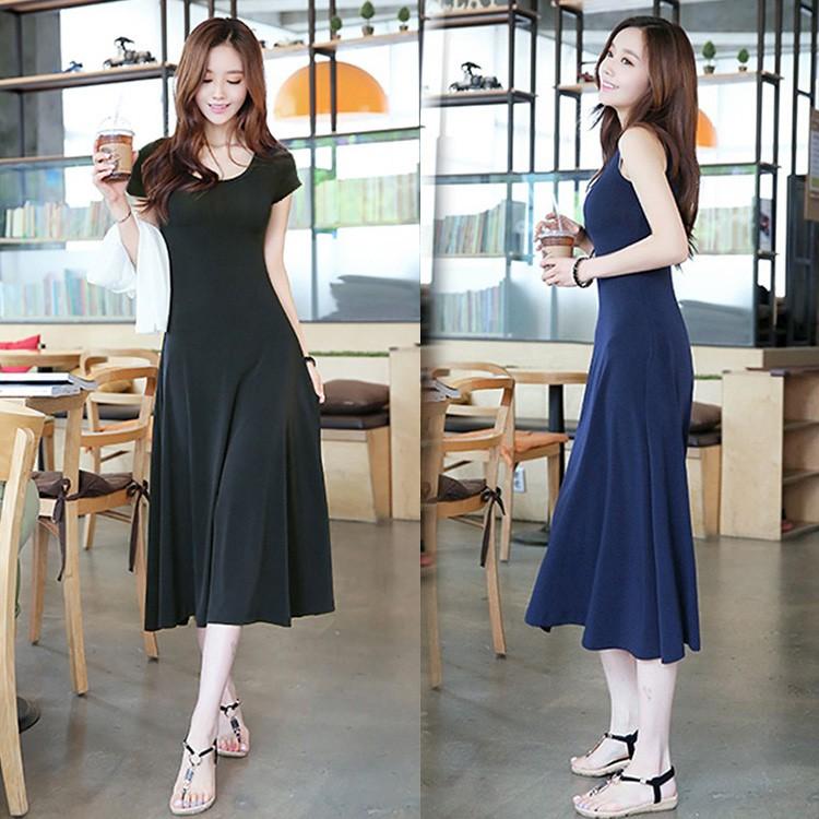 ワンピース レディース 40代 マキシプワンピース 春夏 半袖 ノースリープワンピース 黒 モダール綿 フレアスカート 体型カバー 韓国風 オシャレ 大人 Y2226 Fairyhouse 通販 Yahoo ショッピング