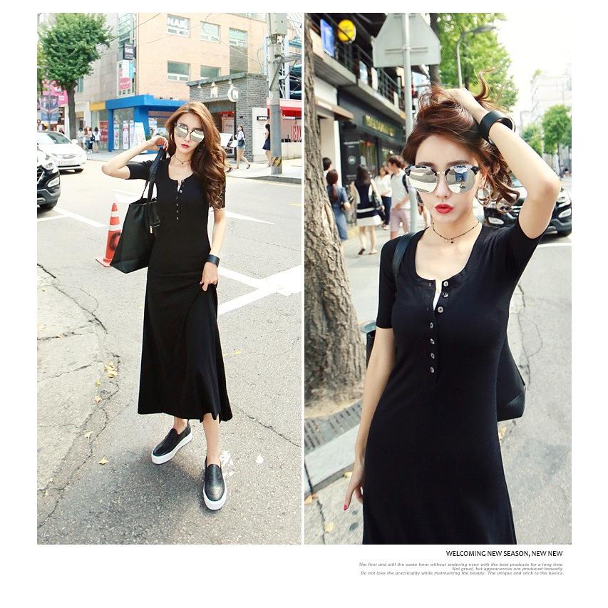 ワンピース レディース 40代 マキシワンピース 春夏 半袖ワンピース 黒 前開き ロングスカート 体型カバー 韓国風 セクシー オシャレ 大人 30代 50代 Y2239 Fairyhouse 通販 Yahoo ショッピング