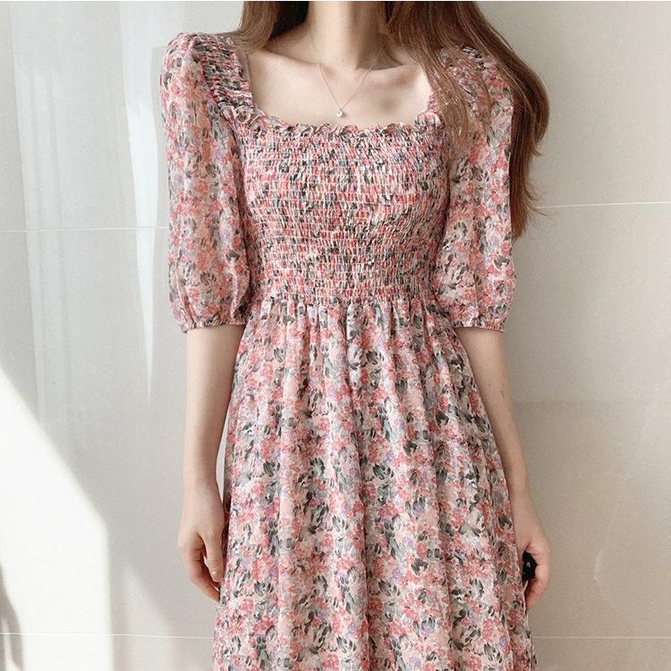 ワンピース レディース 40代 シフォンワンピース 春夏 きれいめ マキシワンピース 半袖 花柄ワンピース スクエアネック フレアスカート オシャレ 韓国風 Y2244 Fairyhouse 通販 Yahoo ショッピング