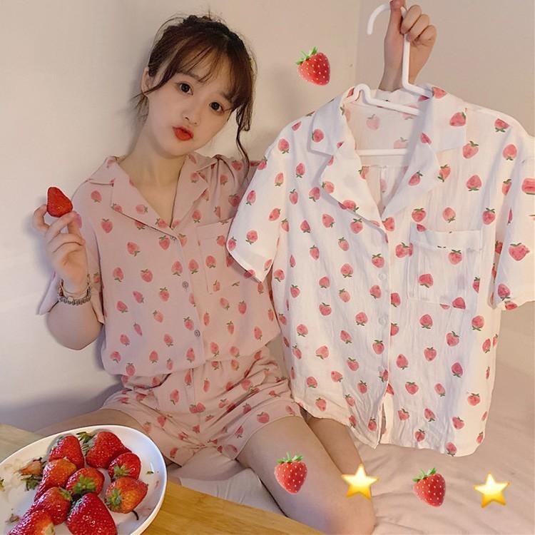 パジャマ レディース 春夏半袖パジャマ ショットパンツ 綿 ルームウェア上下セット イチゴ柄 パジャマ 可愛い 部屋着 韓国風 寝巻き パジャマ Y2609 Fairyhouse 通販 Yahoo ショッピング