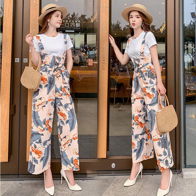 サロペット オーバーオール レディースロング丈 ワイドパンツ 春夏新作 九分丈ワイドズボン 花柄 大人韓国風 30代40代50代 オシャレ着痩せ 21年レディースファッション福袋
