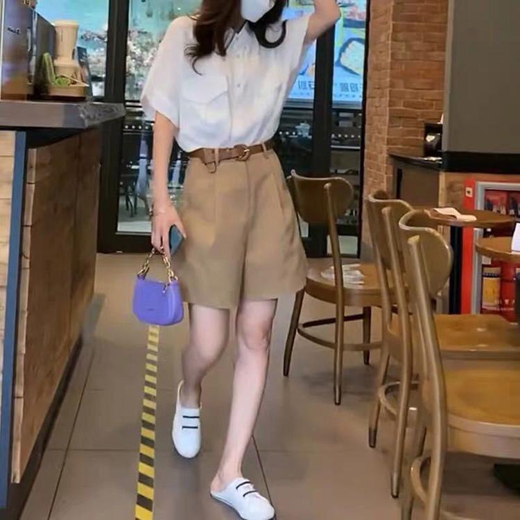 セットアップ レディース 春夏 カジュアルセットアップ 半袖ブラウス白 半分ワイトパンツ 上下セット 通勤 オシャレ 韓国風 着痩せ 大人 30代 40代 50代 新作 Y29 Fairyhouse 通販 Yahoo ショッピング