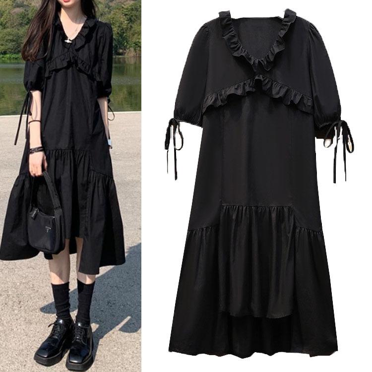 ワンピース レディース 40代 キレイめ マキシワンピース 春夏 半袖ワンピース 黒フレアスカート Vネックワンピ オシャレ 韓国風 ゆったり 大人可愛い30代 Y2103 Fairyhouse 通販 Yahoo ショッピング