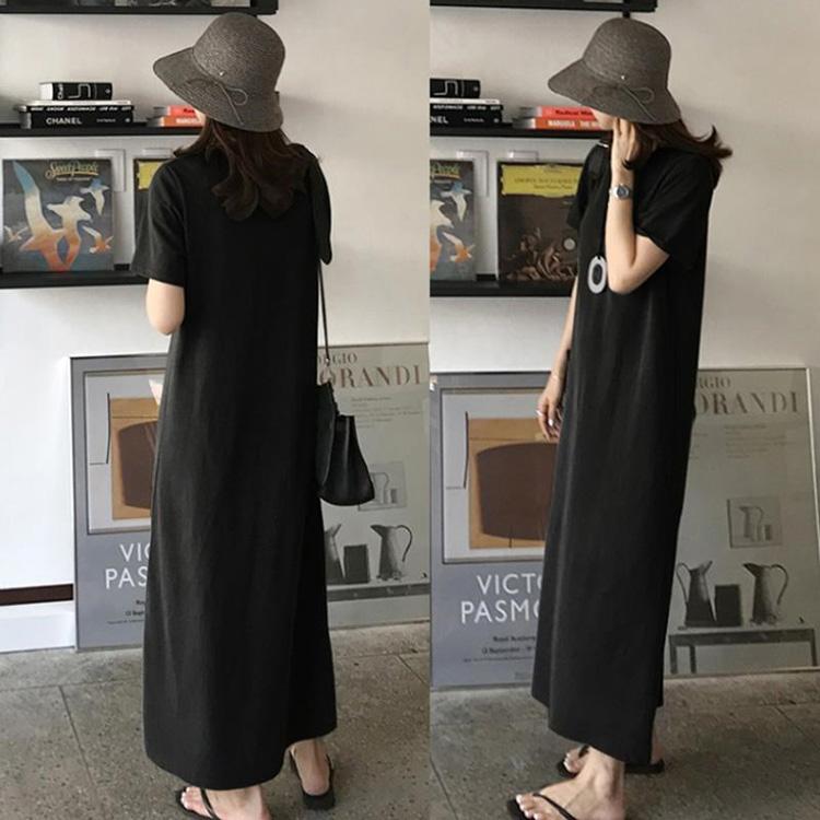 ワンピース レディース 40代 マキシワンピース 春夏 半袖ワンピース 黒 モダール綿 ロングスカート 体型カバー 韓国風 オシャレ 大人 30代 50代 Y2113 Fairyhouse 通販 Yahoo ショッピング