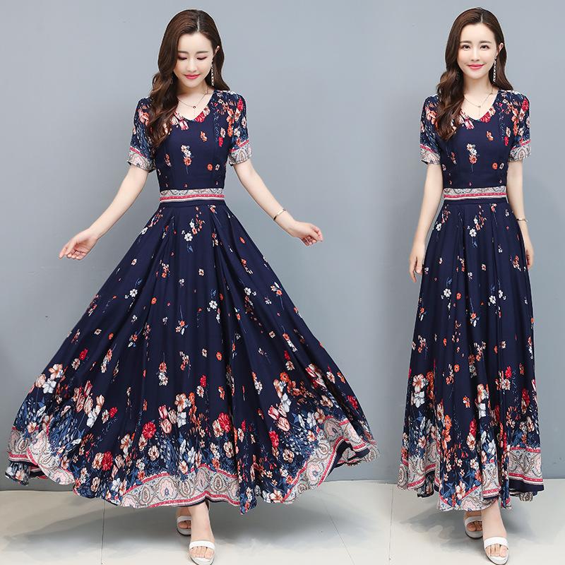 ワンピース レディース 40代 キレイめ マキシワンピース 春夏 半袖ワンピース シフォン 花柄フレアスカートひざ下 オシャレ大きいサイズ ボヘミア風 50代 Y21 Fairyhouse 通販 Yahoo ショッピング