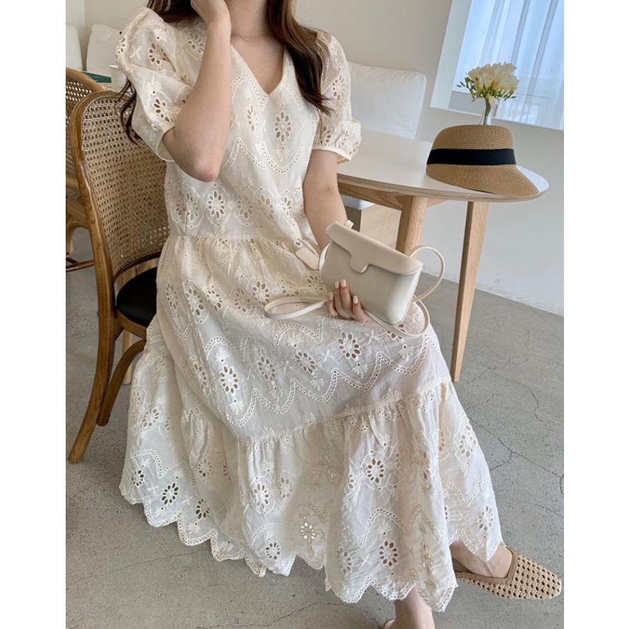 ワンピース レディース 40代 マキシワンピースきれいめ 春夏 半袖ワンピース 白レース Vネック フレアスカート オシャレ韓国風 結婚式ドレス大人 Y2151 Fairyhouse 通販 Yahoo ショッピング