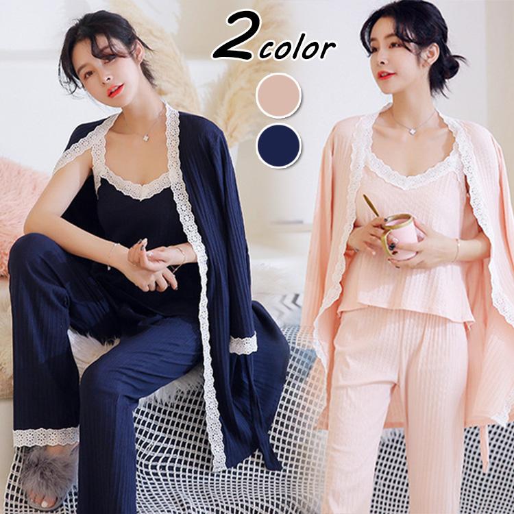 3点パジャマ ルームウェア レディース 春夏秋冬 前開き パジャマ 可愛い 綿 レース ルームウェア 女性 部屋着 寝巻き ランジェリー オシャレ プレゼント Y2305 Fairyhouse 通販 Yahoo ショッピング