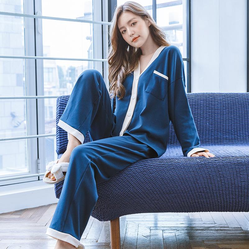 パジャマ レディース 秋冬 長袖パジャマ 綿100 前開き Vネック ロングワイドズボン ルームウェア上下セット可愛いパジャマ 部屋着 韓国風 寝巻き ゆったり Y2378 Fairyhouse 通販 Yahoo ショッピング