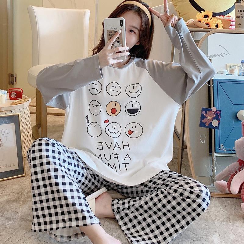 パジャマ レディース 春夏秋 長袖パジャマ 笑顔 チェック柄ロングズボン ルームウェア上下セット 可愛いパジャマ 部屋着 韓国風 寝巻き 快適 プレゼント Y2384 Fairyhouse 通販 Yahoo ショッピング