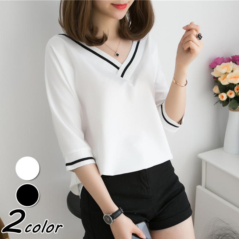 Tシャツ レディース きれいめ 40代 春夏 上品 五分袖tシャツ ブラウス Vネック 白トップス ボーダー オシャレ ゆったりカットソー 大きいサイズ Tシャツ Y2596 Fairyhouse 通販 Yahoo ショッピング