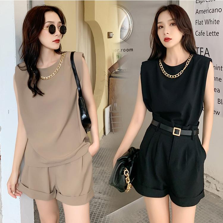 セットアップ レディース 夏 ノースリープセットアップ 黒 オシャレ2点セット ゆったりベストトップス ショットパンツ セットアップ 大人 上品 40代 50代 Y23 Fairyhouse 通販 Yahoo ショッピング