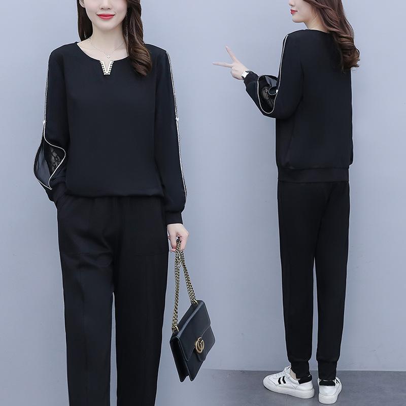 セットアップ レディース 40代 秋冬新作 長袖スウェット黒ロングパンツ カジュアル2点セット スポーツウェア オシャレ ジャージセットアップ 大きいサイズ運動着 Y29 Fairyhouse 通販 Yahoo ショッピング