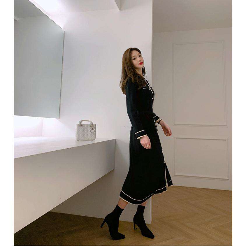 ニットワンピース レディース 40代 秋冬 長袖ワンピース ニット黒ワンピ フレアスカート マキシ丈 ニットインナー オシャレ 韓国風 大人 上品 着痩せ Y Fairyhouse 通販 Yahoo ショッピング